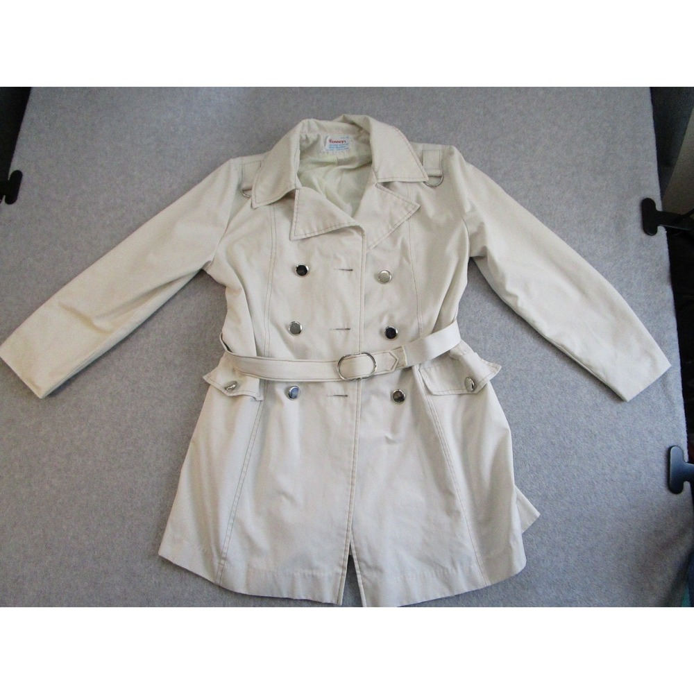 Vintage Penneys Trench Coat Womens 14 Beige Water Repellent Belted Overcoat‎ 70s